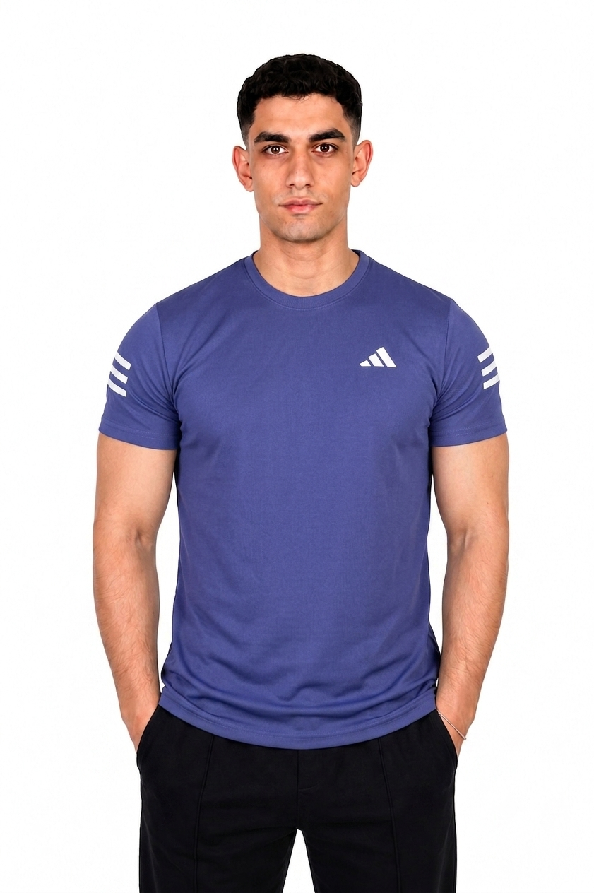 Adidas Men's Blue Cotton T-Shirt